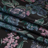 Metallic Luxury Brocade - Black, Blue and Baby Pink Classic Flowers