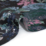 Metallic Luxury Brocade - Black, Blue and Baby Pink Classic Flowers