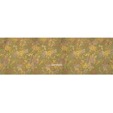 Metallic Luxury Brocade - Wasabi Green, Gold and Pale Pink Classic Flowers