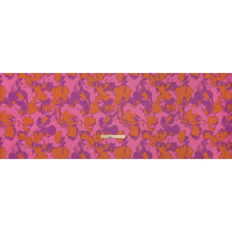 Luxury Polyester Brocade - Orange, Pink and Orchid Purple Abstract Brushstrokes