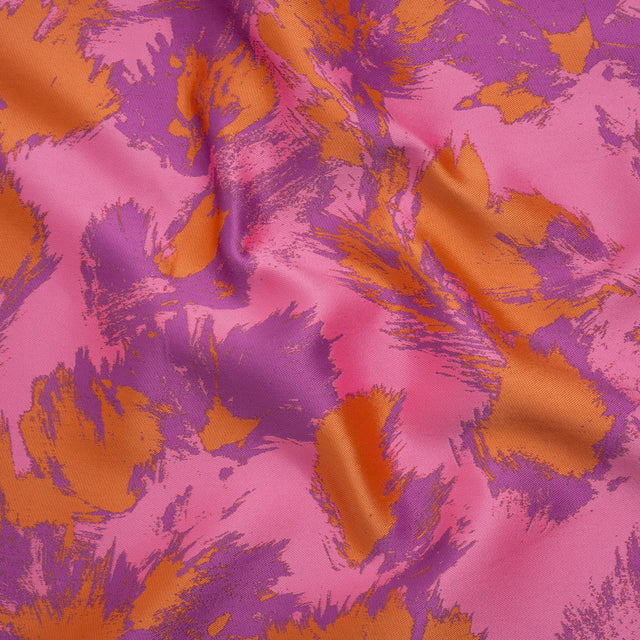 Luxury Polyester Brocade - Orange, Pink and Orchid Purple Abstract Brushstrokes