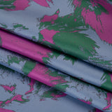 Luxury Polyester Brocade - Fuchsia, Periwinkle and Green Abstract Brushstrokes