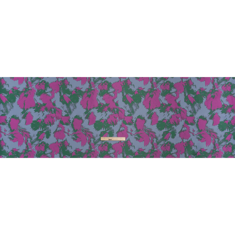 Luxury Polyester Brocade - Fuchsia, Periwinkle and Green Abstract Brushstrokes