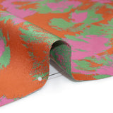 Luxury Polyester Brocade - Hot Pink, Orange and Summer Green Abstract Brushstrokes
