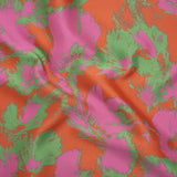 Luxury Polyester Brocade - Hot Pink, Orange and Summer Green Abstract Brushstrokes