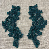 Beaded Corded Floral Lace Applique Pair