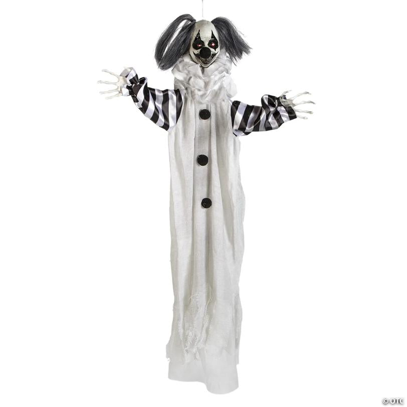 43 1/4" Black & White Light-Up Clown Animated Prop Halloween Decoration