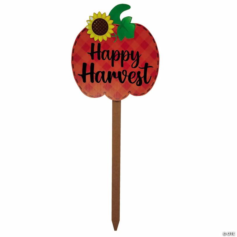 43" Happy Harvest Pumpkin-Shaped Wood Yard Sign