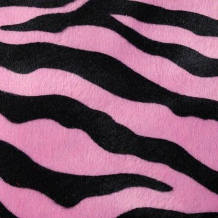 Zebra Pink Big Stripe Velboa Fur Zebra Animal Short Pile Fabric,