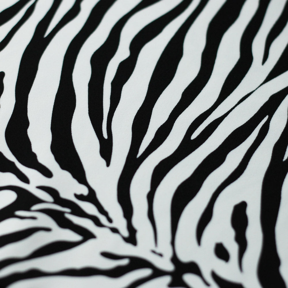 Classic Zebra Nylon Spandex Fabric - Black Zebra Animal Print, 58/60" Width (1 Yard)