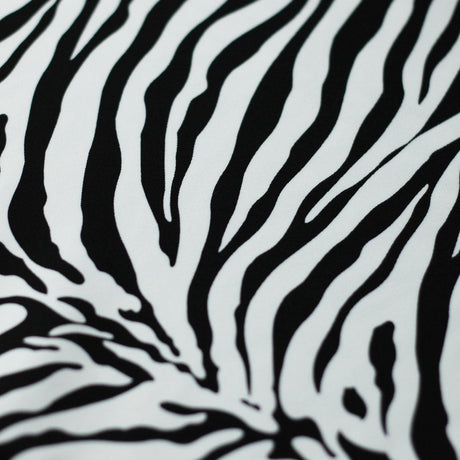 Classic Zebra Nylon Spandex Fabric - Black Zebra Animal Print, 58/60" Width (1 Yard)
