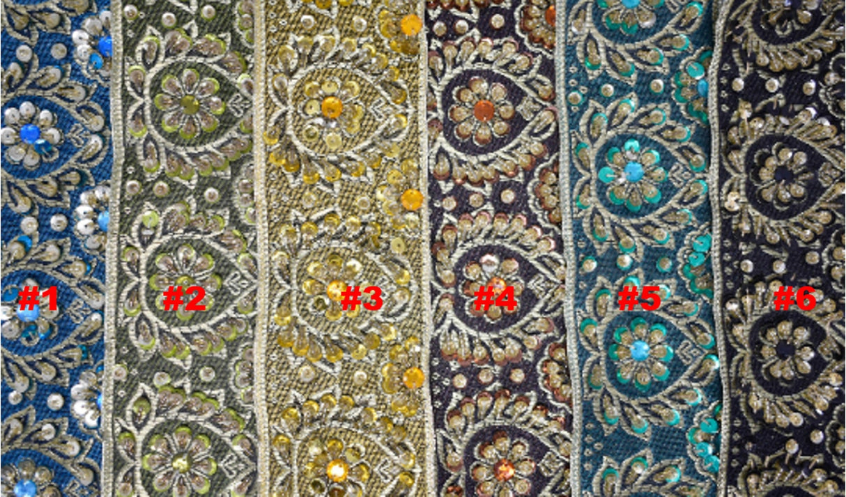 Embroidered Jacquard Trim with Sequins