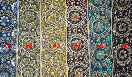 Embroidered Jacquard Trim with Sequins
