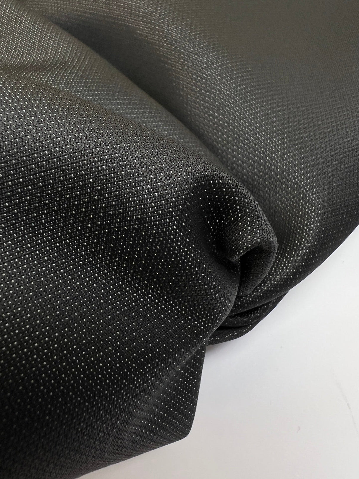 Black Jacquard Wool Blend Fabric