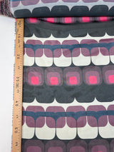 Polyester Chiffon Crepe Black Purple Printed