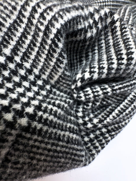 Wool Blend Tweed Checked Gray