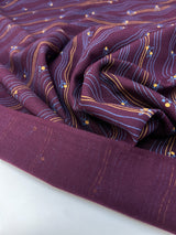 Virgin Wool Striped Fabric Purple Blue
