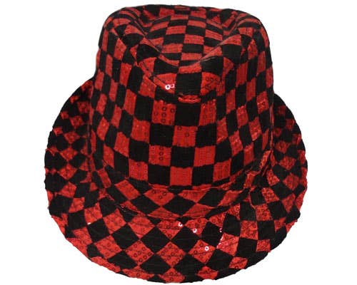 Red Checkerboard Fedora Hat
