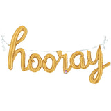 Foil Balloon Hooray Script Gold