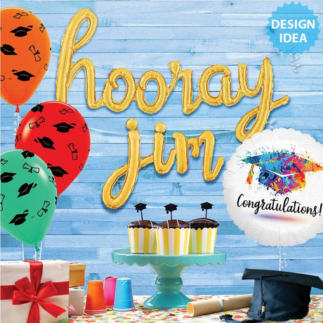 Foil Balloon Hooray Script Gold