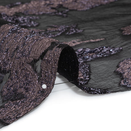 Metallic Luxury Burnout Brocade - Purple, Lilac and Black Floral Border