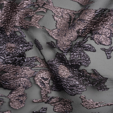 Metallic Luxury Burnout Brocade - Purple, Lilac and Black Floral Border