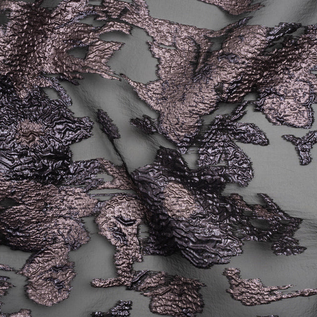 Metallic Luxury Burnout Brocade - Purple, Lilac and Black Floral Border