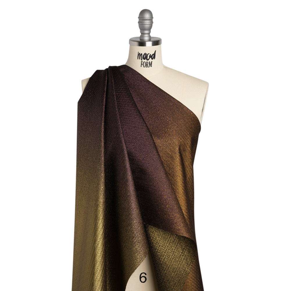 Metallic Luxury Brocade - Gold and Maroon Crackled Ombre