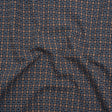 Geometric Cotton Dobby - Blue, Brown and White Rectangle Frames - Deadstock
