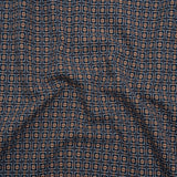 Geometric Cotton Dobby - Blue, Brown and White Rectangle Frames - Deadstock