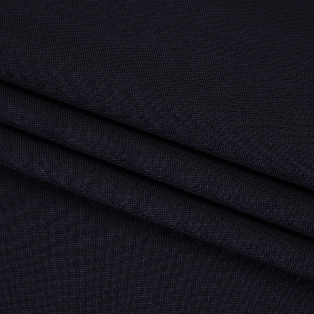 Wool Pique Suiting - Navy Blue Birdseye - Deadstock