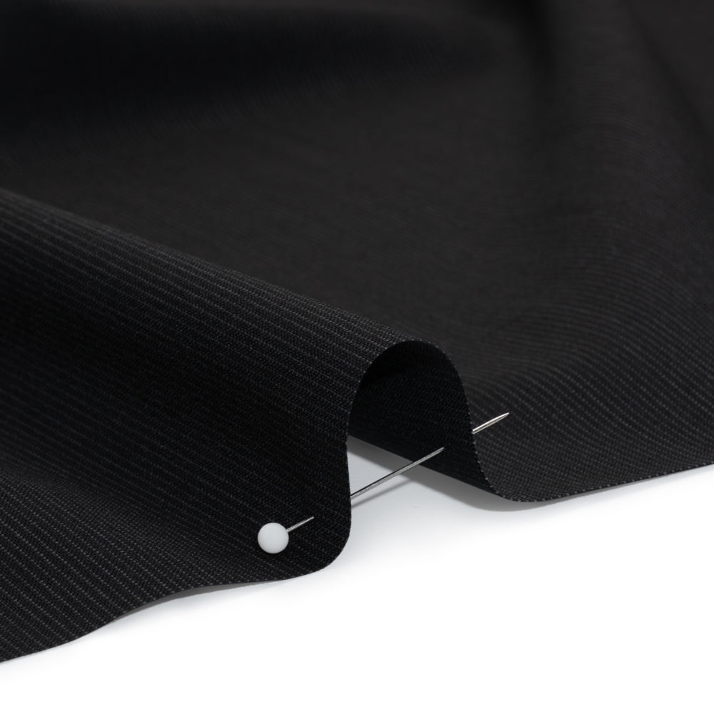Super 120 Wool Suiting - Black and Gray Dotted Pinstripes - Deadstock