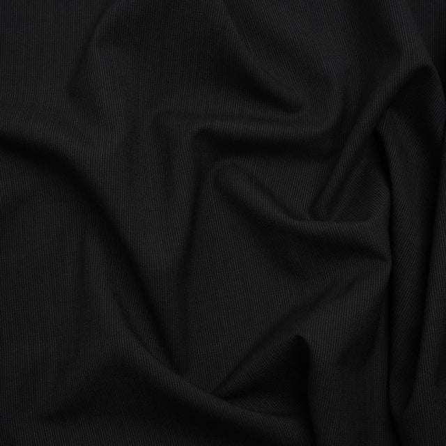 Super 120 Wool Suiting - Black and Gray Dotted Pinstripes - Deadstock