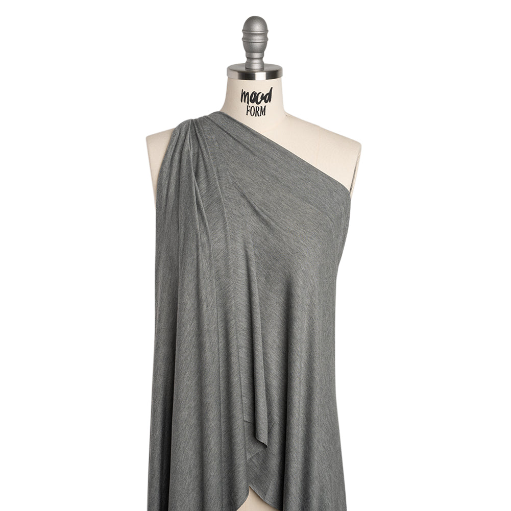 Stretch Rayon Jersey - Dark Heathered Gray - Deadstock