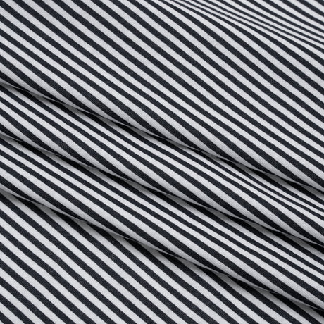 Cotton and Viscose Jersey Print - Midnight Navy and White Candy Stripes - Deadstock