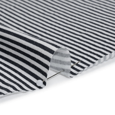 Cotton and Viscose Jersey Print - Midnight Navy and White Candy Stripes - Deadstock