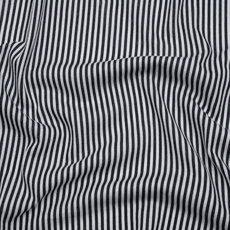 Cotton and Viscose Jersey Print - Midnight Navy and White Candy Stripes - Deadstock