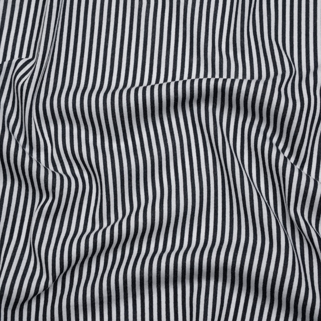 Cotton and Viscose Jersey Print - Midnight Navy and White Candy Stripes - Deadstock