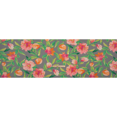 Super Soft Stretch Polyester Jersey - Neon Pink, Orange and Green Florals on Gray - Deadstock