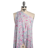 Stretch Rayon Jersey Print - Pink, Teal and Orange Paisleys on White - Deadstock