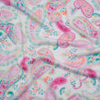 Stretch Rayon Jersey Print - Pink, Teal and Orange Paisleys on White - Deadstock