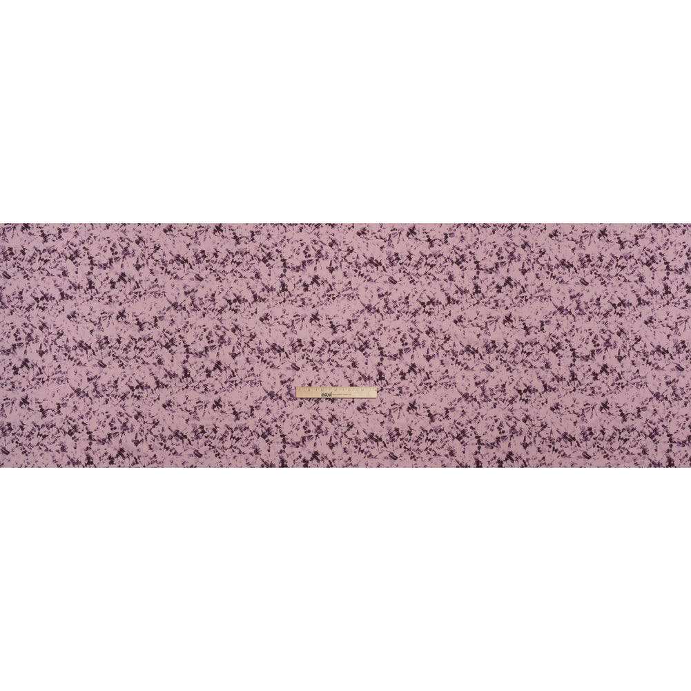 Stretch Polyester Woven - Dusty Lilac and Aubergine Abstract Tie Dye - Deadstock