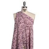 Stretch Polyester Woven - Dusty Lilac and Aubergine Abstract Tie Dye - Deadstock
