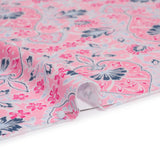Stretch Rayon Jersey Print - Pink, Sky and Navy Jacobean Floral Damask - Deadstock