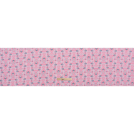 Stretch Rayon Jersey Print - Pink, Sky and Navy Jacobean Floral Damask - Deadstock