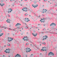 Stretch Rayon Jersey Print - Pink, Sky and Navy Jacobean Floral Damask - Deadstock