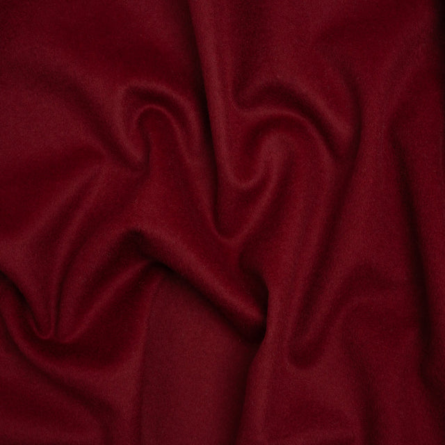Brushed Lightweight Wool Blend Coating - Berry Red - Ellamar Collection