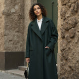 Brushed Lightweight Wool Blend Coating - Rain Forest Green - Ellamar Collection