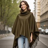 Brushed Lightweight Wool Blend Coating - Olive Brown - Ellamar Collection