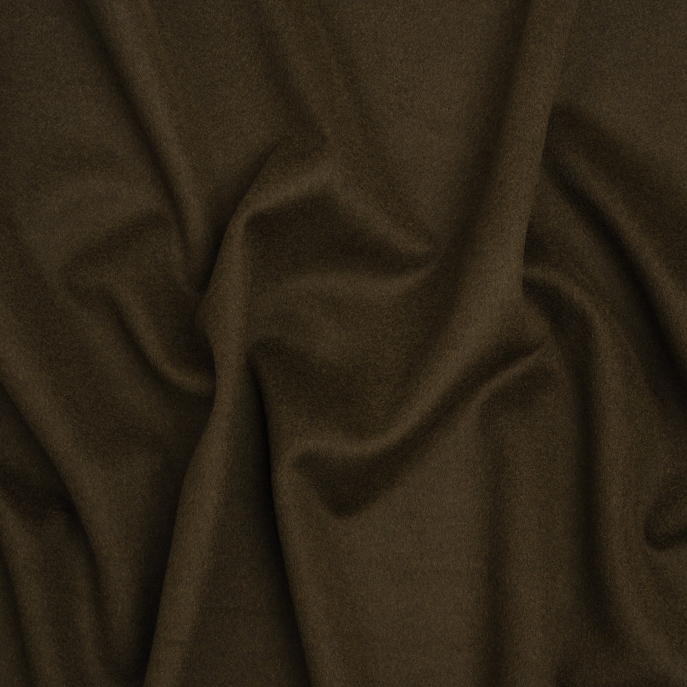 Brushed Lightweight Wool Blend Coating - Olive Brown - Ellamar Collection